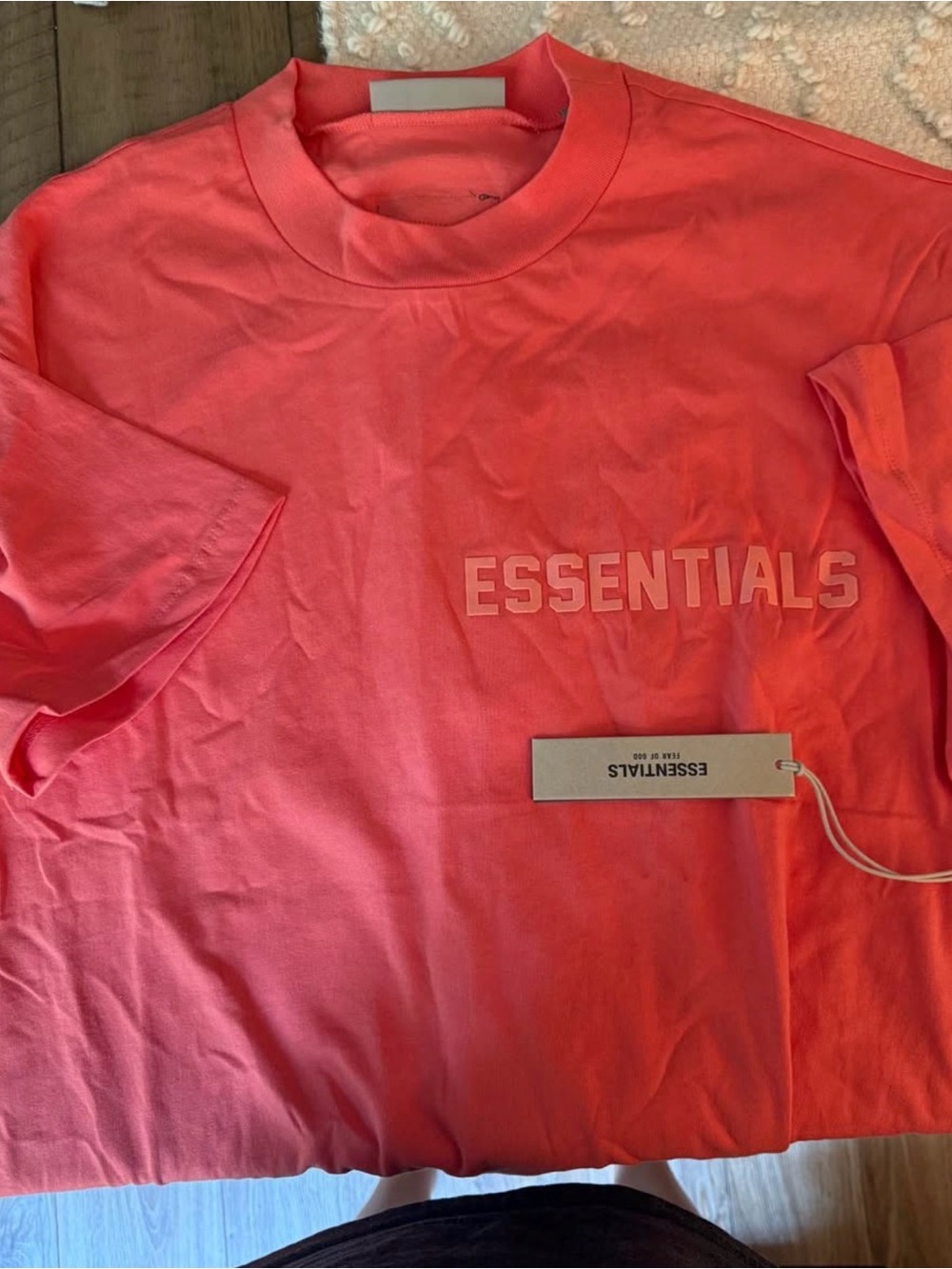Essentials Coral Orange Logo Crewneck Tee